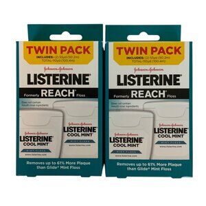 Listerine Cool Mint Dental Floss Lot of TWO Twin Packs with 110 Yards Each